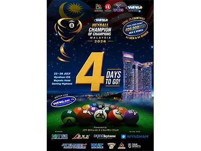 In Four Days, The WPA Heyball Champion Of Champions Malaysia 2026 Will Offici...